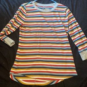 Mid sleeve colorful striped shirt